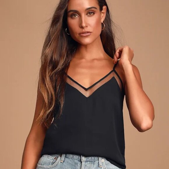 Lulus Tops - Sweet Fling Black Mesh Tank Top Lulus